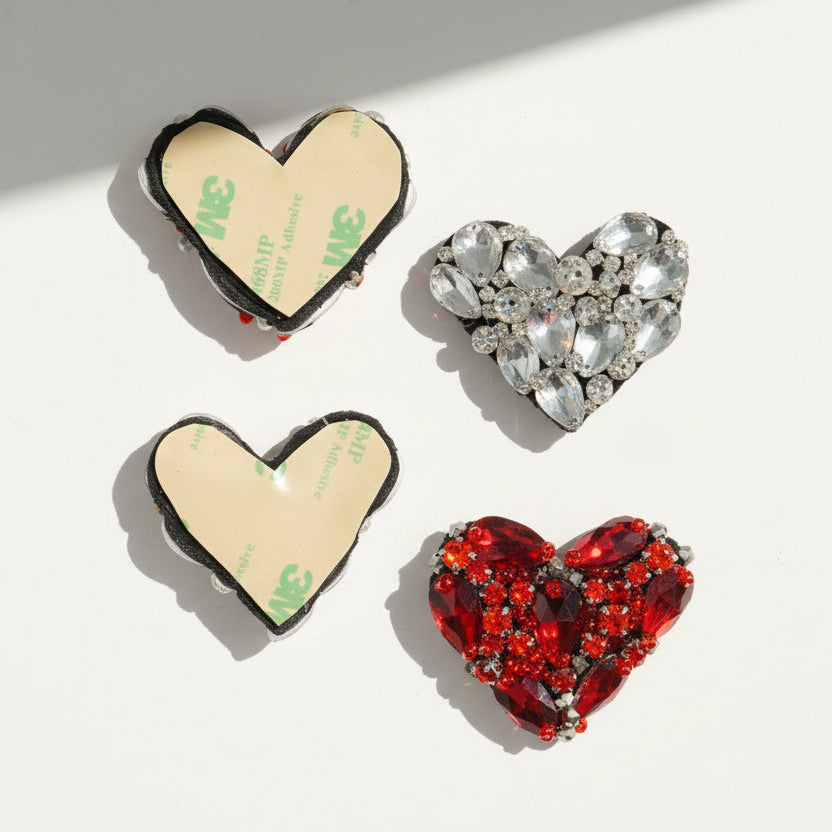 ハート - ステッカーパッチボックス（2個セット）_クリスタルラインストーン刺繍モチーフ