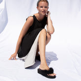 Black Feather - Embellished Women's Mid Wedge Flip Flops Sandal