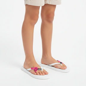 Pink Flamingo - Embroidered Flat Flip Flops Sandal