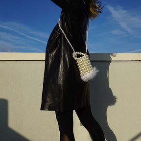 Pearl and Feather Bucket Bag