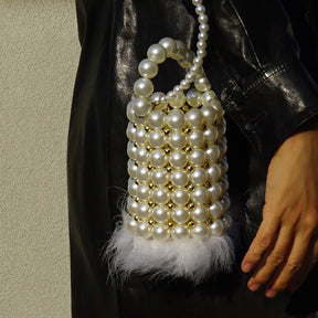 Pearl and Feather Bucket Bag