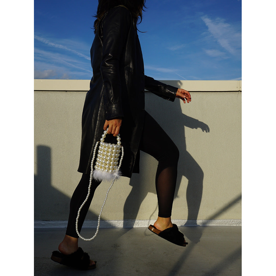 Pearl and Feather Bucket Bag