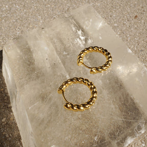 Rope Earrings: 14K Gold Hoop Mini