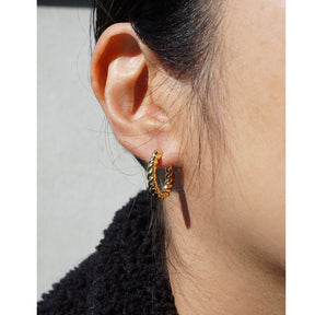 Rope Earrings: 14K Gold Hoop Mini