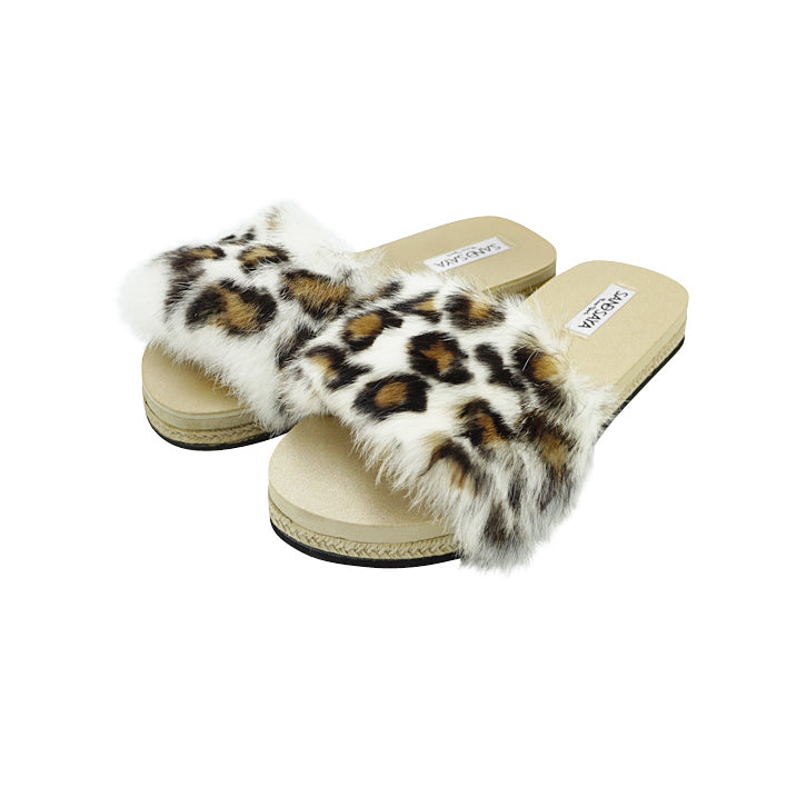 Leopard Rabbit Fur - Espadrille Flat-Genuine Fur