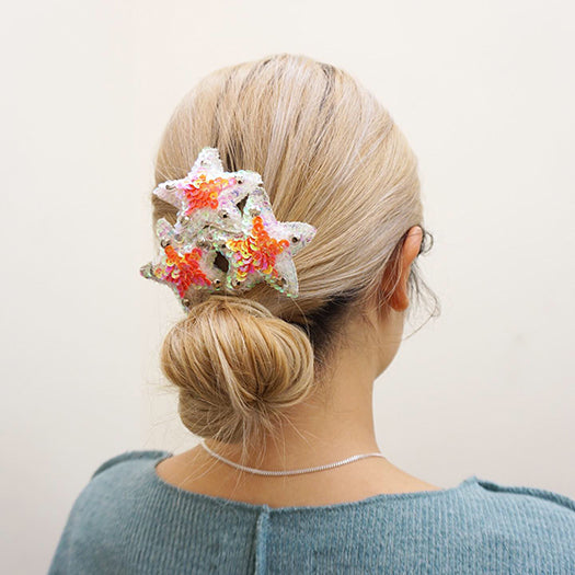 3 Pink Stars-Sequence Hair Comb