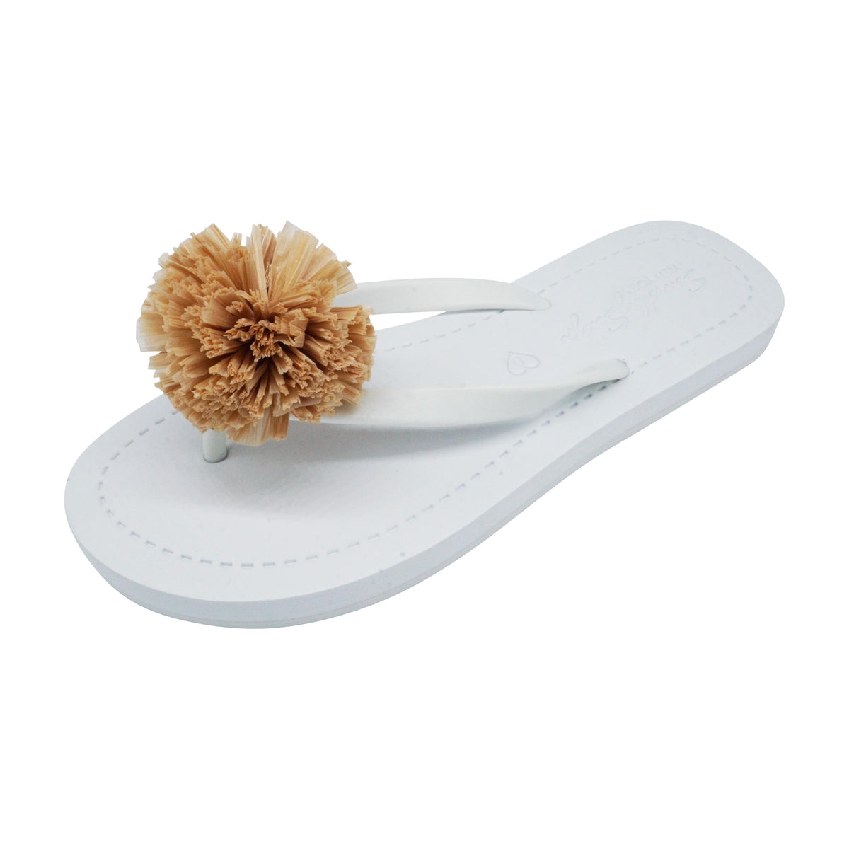 Raffia Pom Pom - Flat Flip Flops Sandal