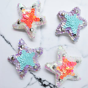 Pink and blue sequin star
