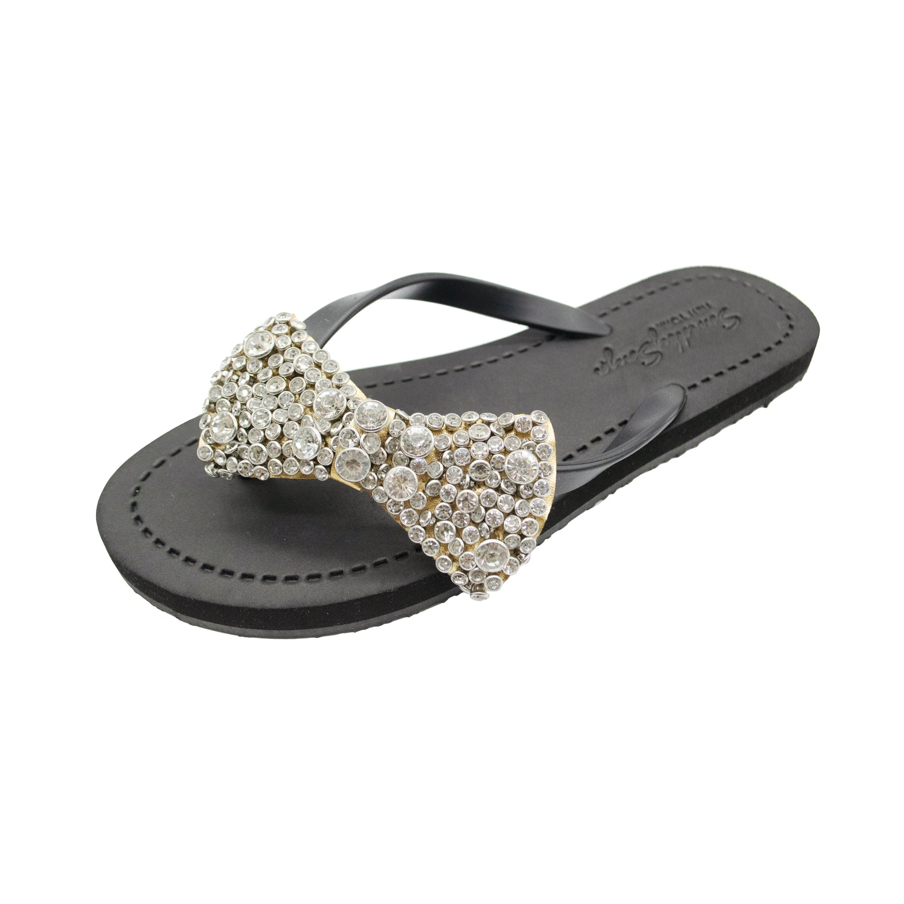 Madison - Crystal Stones Bow Flat Flip Flops Sandal- Womens