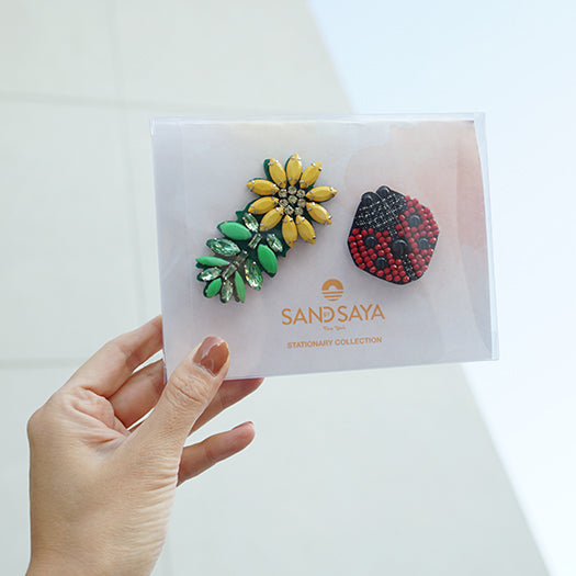 Ladybug & Daisy- Sticker Patches Set of 2-Red and Yellow Flower Embellished motifs