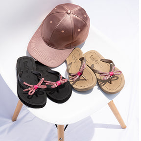 Rhinestone Pink Bow - Flat Flip Flops Sandal