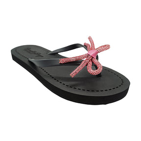 Rhinestone Pink Bow - Flat Flip Flops Sandal