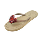 Chelsea Red Heart - Women's embroidered Flat Sandals - Sand by Saya