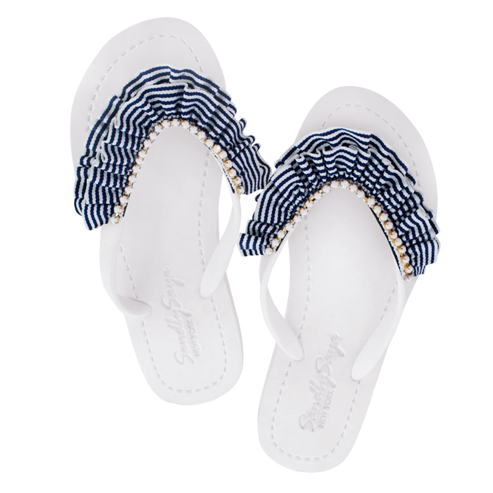 White Women's flat Sandals with Rockaway, Flip Flops summer 