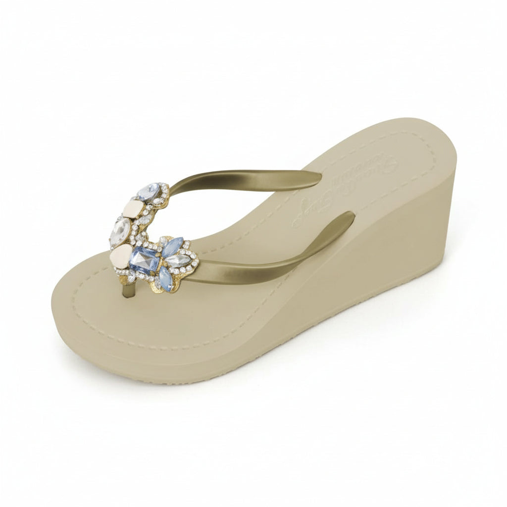 Gold Women's High heels Sandals with York, Flip Flops summer