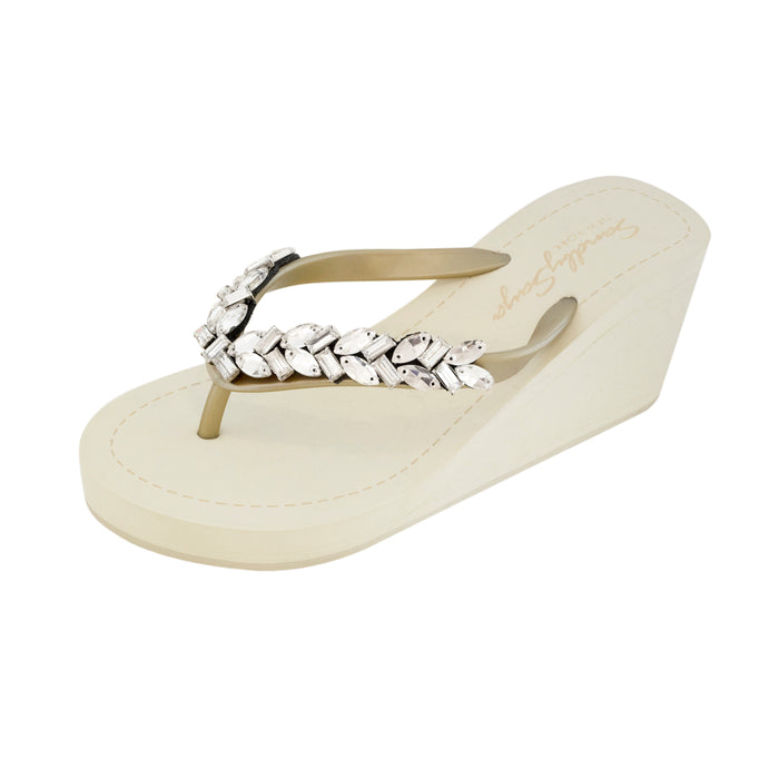 Greenwich - Rhinestone Mid Wedge Women's Flip Flops
