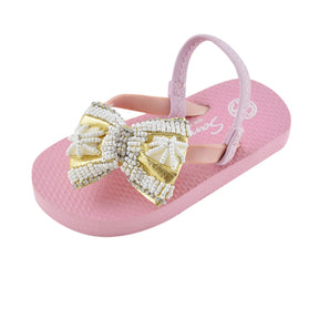 Pearl and Gold Bow - Baby & Kids Flip Flop Sandal
