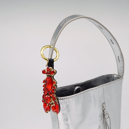Lobster- Key Ring- Red Crystals Stone Embellished