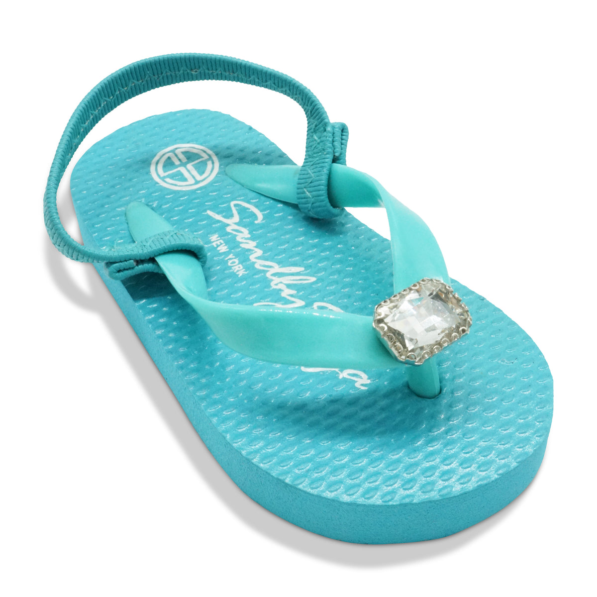 Rectangle Studs -Crystal Baby Girl Rhinestone Embellished Flip Flop Sandal