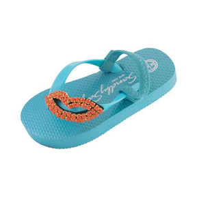 Kids and Baby Lips Blue Sandals, Red, Gold, Bead