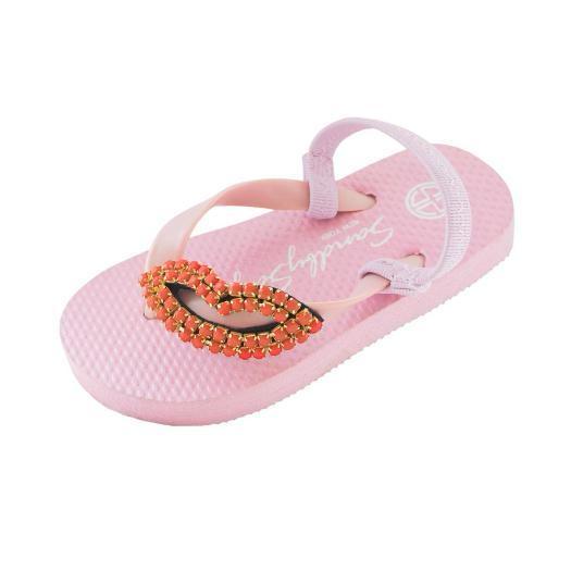 Kids and Baby Lips Blue Sandals, Red, Gold, Bead