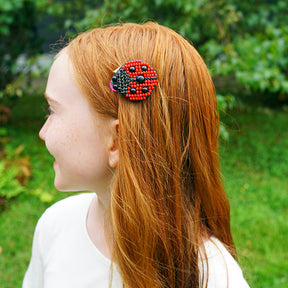 Ladybug- Kids Hair Pin-Red Embellished motifs