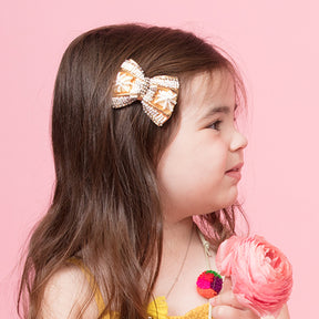 Pearl & Gold Bow Embroidery- Kids Hair Pin