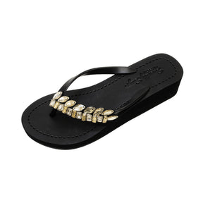 Black Women's Mid heels Sandals with Smith, Flip Flops summer
