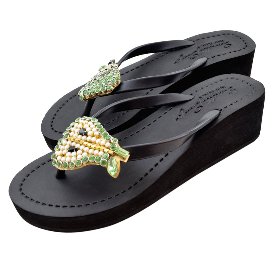 AIMONE Women’s Rhinestone Flip Flops - Sparkling Mid Heel Thong Sandals For Summer Outfits