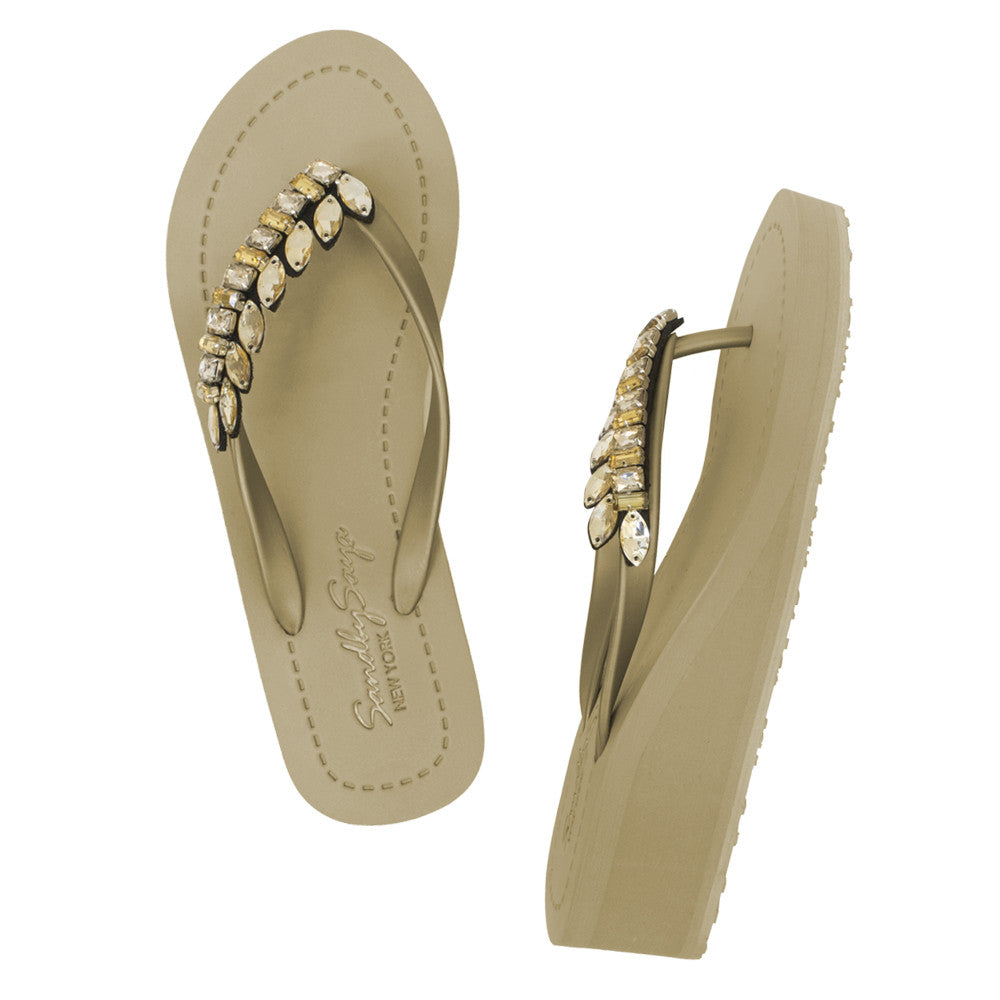 Gold Women's Mid heels Sandals with Smith, Flip Flops summer