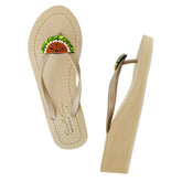 Watermelon - Women's Mid Wedge, Beaded, Watermelon