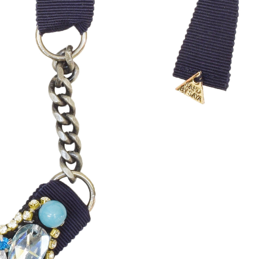 Williamsburg - Ribbon Necklace Rhine stone Embellished crystal Accessory