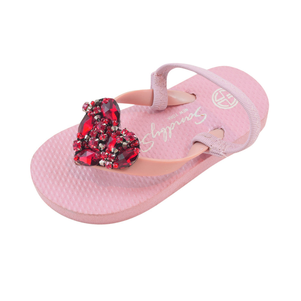 Sky Blue Kids / Baby Sandals Cute, Heart, Summer, Handmade, red