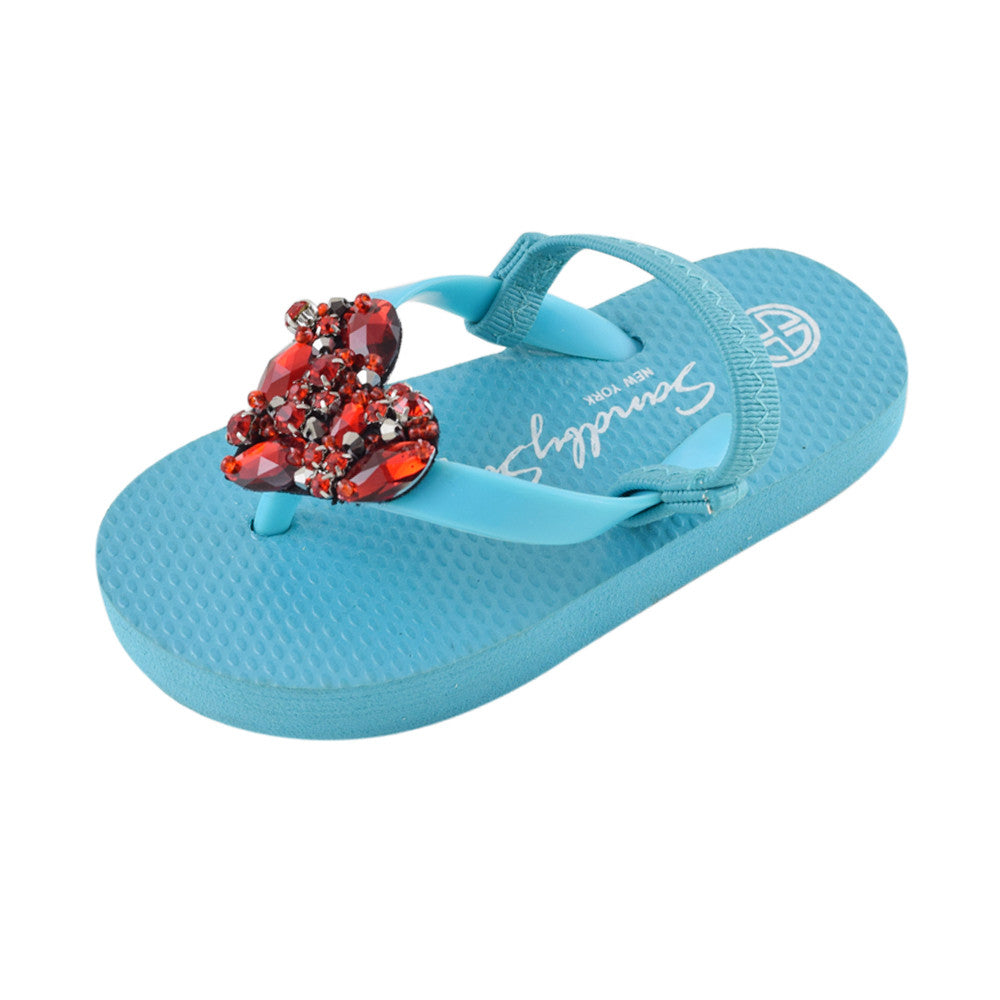 Sky Blue Kids / Baby Sandals Cute, Heart, Summer, Handmade, red