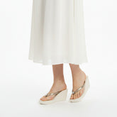 Rectangle Studs-Rhine Stone Embellished Women's High Wedge Flip Flops Sandal