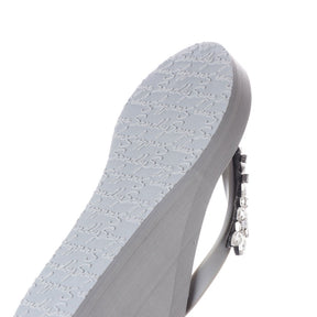 Greenwich - Rhine Stone Crystal Embellished Women's High Wedge Flip Flops Sandal