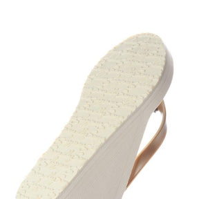 Gold and Pearl bow- Embellished Women's High Wedge Flip Flops Sandal