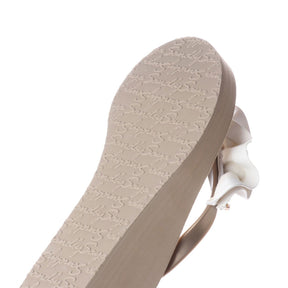 Ruffle rhinestone Rockaway White - Embroidered Mid Wedge Flip Flops