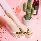 Cactus - Women's Flat Matte Sandal, Vibrant Colored Crystals