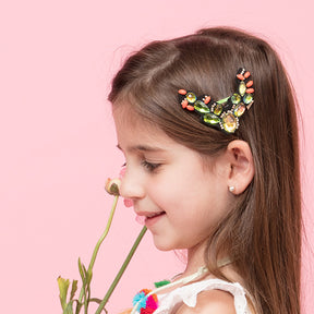 Cactus- Kids Hair Pin Cactus - Girls Rhine Stone Embroidered Accessory