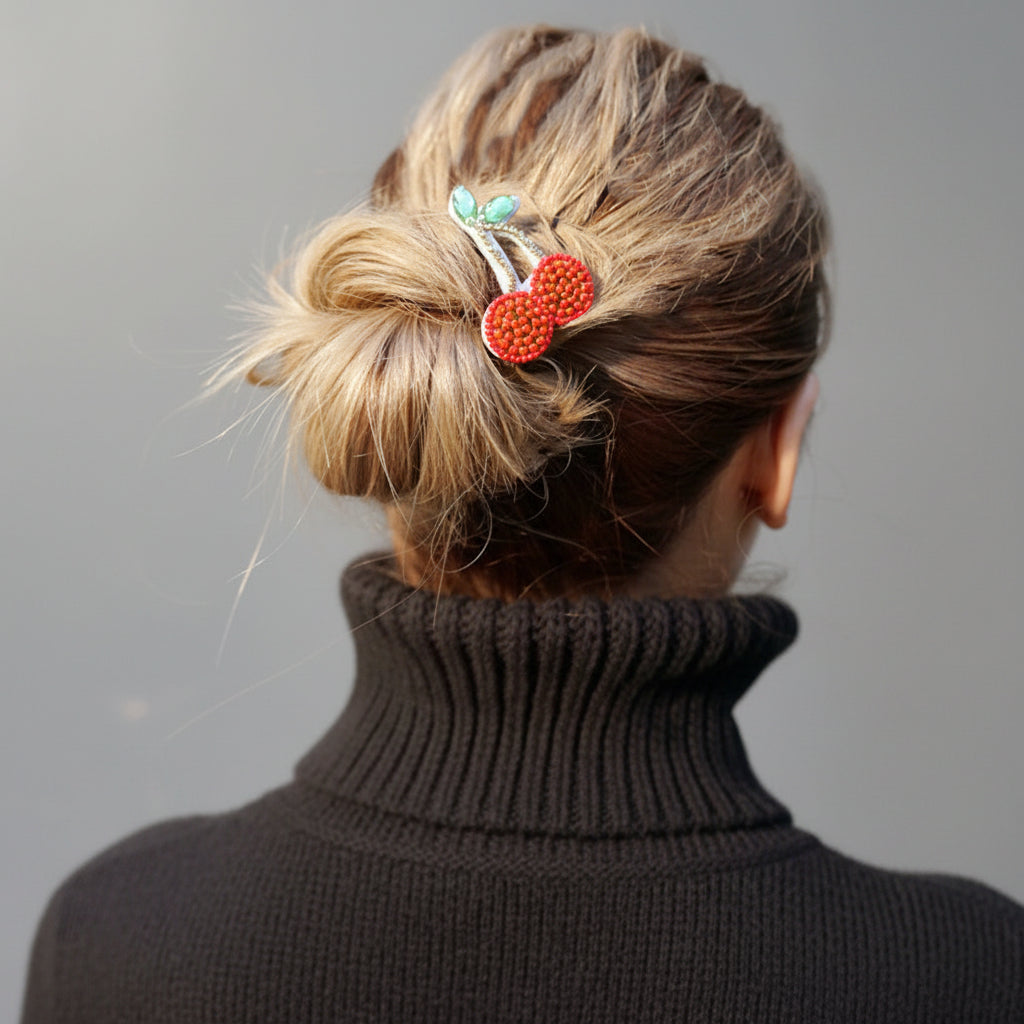 Red cherry hair tie