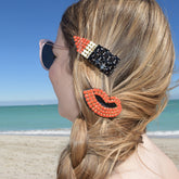 Lips, Rose, Gold, Bead, Motif, Black, Lipstick