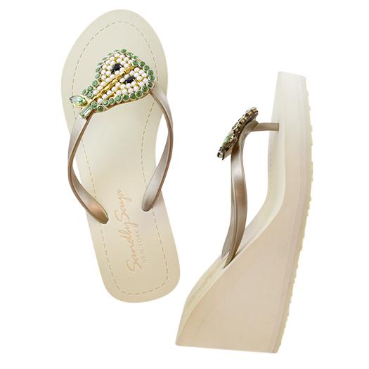 Pear - Fruits_Green Rhine Stone Embellished Women's High Wedge heel ...