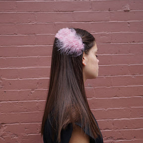 Feather Hair Pin - White, Gray and Pink