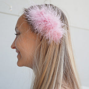 Feather Hair Pin - White, Gray and Pink