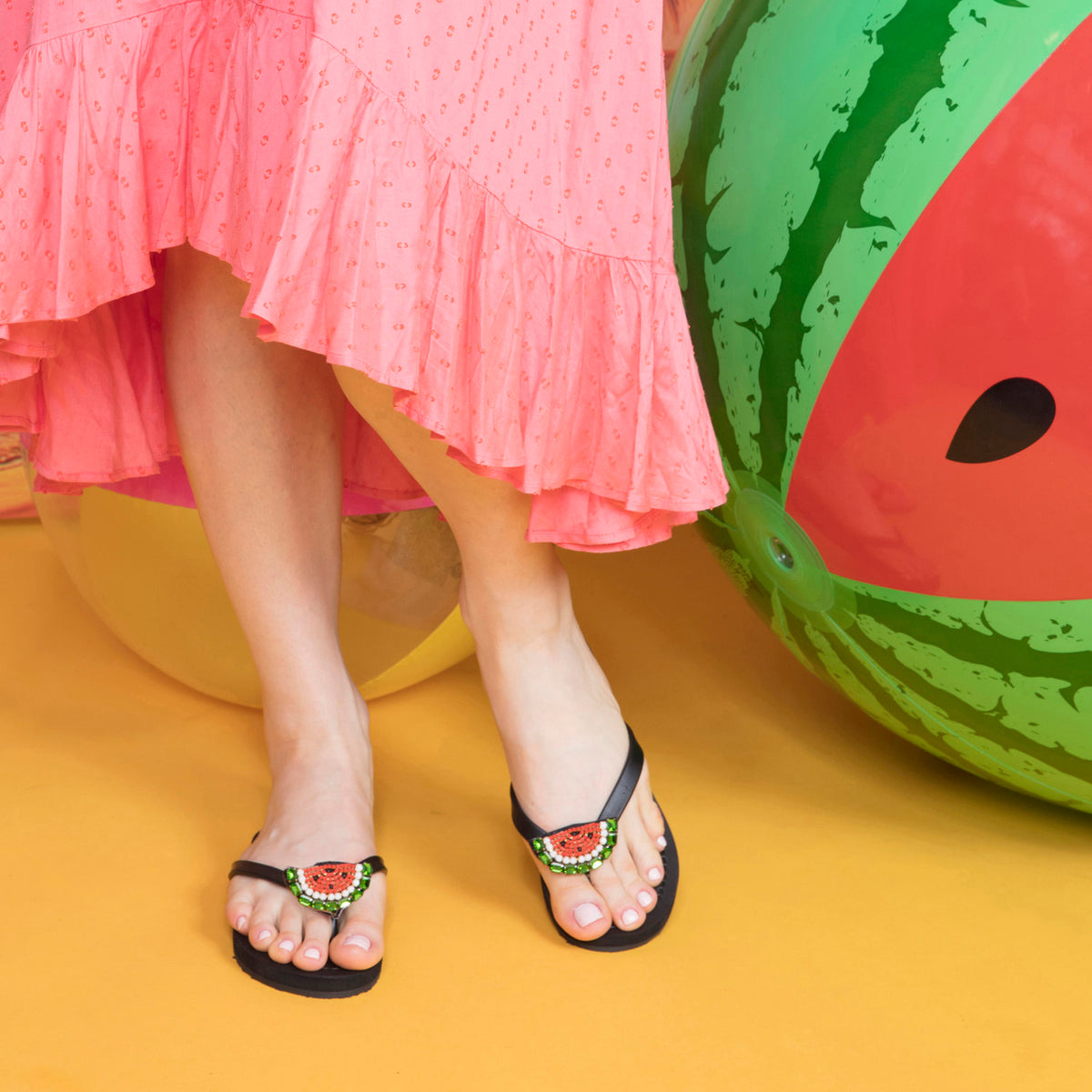 Watermelon - Rhinestone Flat Flip Flops Sandal
